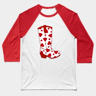 COWBOY Boot Red Cow Print Baseball T-Shirt